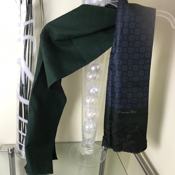 Dior Silk Wool Logo Scarf Unisex Men’s Vintage Wrap Shawl Reversible Minimalist - Picture 4 of 7